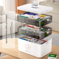 Grande Armoire à Médicaments en Plastique pour la Maison, Vente en Gros, Boîte de Rangement à 4 Compartiments, Trousse de Premiers Secours Portable d'Urgence