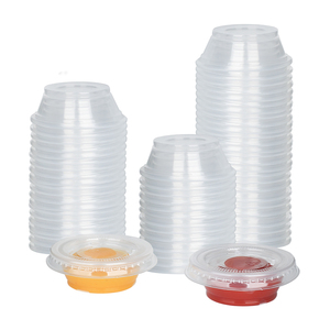 0.5oz Limpar PP Plástico Takeaway Sopa Recipiente Redonda Descartável claro Plástico Porção Copos Tigela Recipiente De Alimento com Tampa - Product Image 1