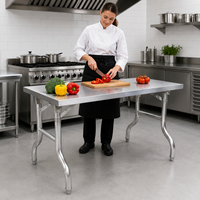 Table de travail pliante en acier inoxydable 304 201 à double niveau, réglable, de qualité alimentaire, pour cuisine professionnelle et restaurant