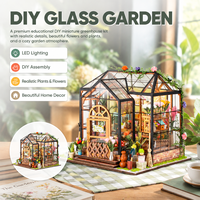 Kit de serre miniature DIY 2025 Jenny's Flower House avec lumière LED, bois, métal, plastique, papier, jouet, cadeau, échelle 1:32