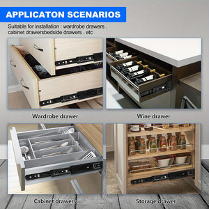 Riel para armario de herramientas, accesorios de cocina, hierro negro, pintura en aerosol, extensión completa, cajón de canal telescópico, rieles para cajón - Product Image 6