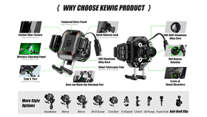 Soporte para Teléfono de Motocicleta Kewig ODM, Conveniente para Llevar, Soporte para Teléfono Móvil de Bicicleta Eléctrica, Impermeable, con Cargador Inalámbrico y Tipo-C - Product Image 6