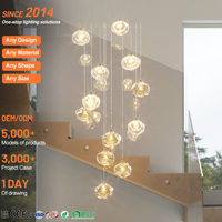 Lustre LED de luxe personnalisé boule ronde en cristal suspension hôtel villa centre commercial escalier installation facile