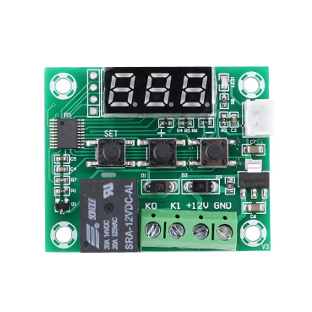 Termostat Mini Digital W1209 DC 12V, Pengontrol Suhu Saklar Sensor Modul-110 Derajat Suhu