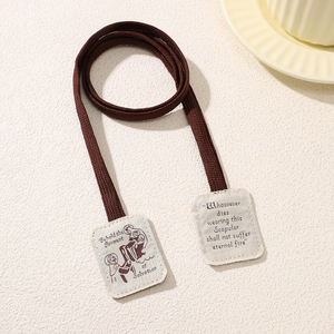 Paquete de 12 Escapularios Marrones de Nuestra Señora del Monte Carmelo, Collar con Cruz de Lana para Oración Católica, Estilo Europeo y Americano, Aniversario - Product Image 5