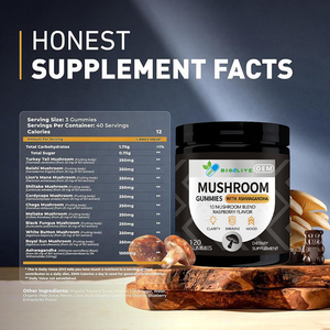 Gomitas de extracto de hongos Ashwagandha, Turkey Tail, Cordyceps, Chaga, Reishi y Melena de León, marca privada OEM, éxito de ventas en <span class=keywords><strong>Amazon</strong></span> - Product Image 5
