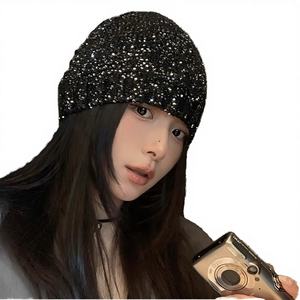 Shiny Sequined Glitter <b>Knit</b> Beanie <b>Hat</b> for <b>Women</b>-Business Travel Cycling & Beach Ready 100% Acrylic Spring Summer Fashion - Product Image 4