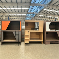 Lit superposé capsule en acier et bois pour hôtel, lit double capsule robuste et durable, achat en gros pour projets OEM