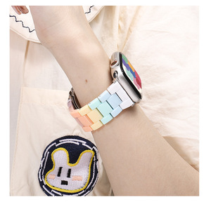 <span class=keywords><strong>Correa</strong></span> de reloj de resina de moda para <span class=keywords><strong>Apple</strong></span> <span class=keywords><strong>Watch</strong></span> ultra Iwatch 44mm 40mm <span class=keywords><strong>correa</strong></span> de reloj acrílica de plástico arcoíris de repuesto - Product Image 4
