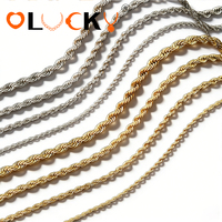 Fabricant de bijoux personnalisés LUCKYJIU, collier en chaîne cubaine, en acier inoxydable plaqué or 18 carats, chaîne en forme de corde, de serpent, de figaro, d'os de poisson