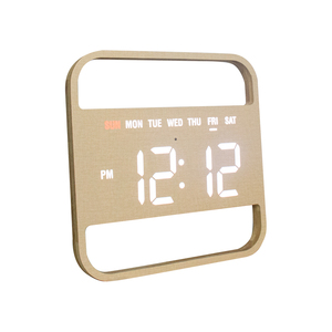 EMAF Light Sensing <strong>Clock</strong> Bamboo Products Wood Room Decoration Items Madera Duvar Saati Wooden Alarm <strong>Clock</strong> LED Digital Wall <strong>Clock</strong> - Product Image 5
