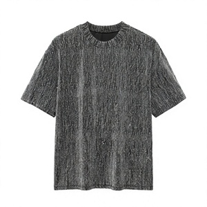 2026 Summer Men's Printed Washed with Pattern Party <b>Top</b> <b>Sparkly</b> Textured Crew Neck Short Sleeve T-Shirt Casual Daily Wear - Product Image 4