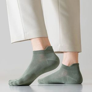 Men's Ankle Socks Cotton Mesh Breathable Summer Low-Cut Boat Socks With Pull Tabs Solid Color Regular Casual Socks - Product Image 3