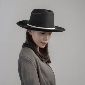 Wholesale Vintage Femme Unisex Women Cowboy Felt Hat Wholesale Wide Brim 100% Wool Felt Fedora Hats - Product Image 4