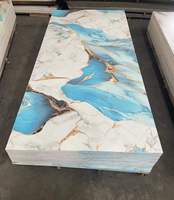 Panneau mural en PVC ignifuge effet marbre, revêtement UV, 1220x2440mm, imperméable, pour revêtement mural intérieur, directement de l'usine