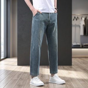 Jean slim droit élastique décontracté pour homme, taille mi-haute, en soie glacée, avec logo camouflage, confortable, grande taille, pour automne 2026 - Product Image 3