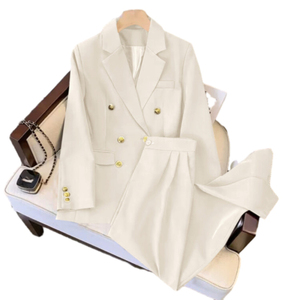 Nuevo Conjunto de Traje de Negocios de Dos Piezas para Mujer, Estilo Oficina, de Alta Calidad, Cruzado, Tejido, con Botones, Color Liso - Product Image 1