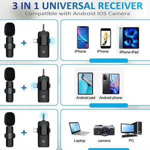 ไมโครโฟนลาวาเลียร์ไร้สายแบบ<span class=keywords><strong>4</strong></span>-in-1สำหรับการสัมภาษณ์วิดีโอพ็อดคาสท์ iPhone iPad แอนดรอยด์คอมพิวเตอร์ - Product Image 5
