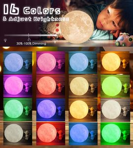 Lámpara Lunar Recargable con Control Táctil y Remoto, Impresa en 3D, con 16 Colores, Luz Nocturna - Product Image 5