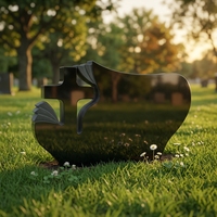 Pierre tombale commémorative en granit noir naturel gravée au laser sur mesure pour cimetière, vente en gros