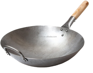 <span class=keywords><strong>Wok</strong></span>-<span class=keywords><strong>Wok</strong></span> de acero al carbono, accesorio <span class=keywords><strong>chino</strong></span> tradicional, pesado, de fondo redondo, <span class=keywords><strong>grande</strong></span>, de hierro fundido, con mango de madera - Product Image 1