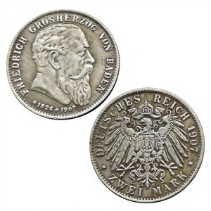 Moneda de 2 marcos de los estados alemanes BADEN de 1907, monedas conmemorativas de estilo antiguo del <span class=keywords><strong>rey</strong></span> Friedrich, regalos, decoración del hogar - Product Image 2