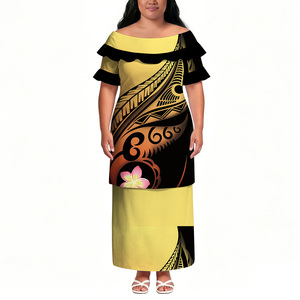 Nuovi Arrivi: Abito Hawaiano Puletasi Stile Retrò Polinesiano Trendy da Donna Taglie Forti 8XL con Volant e Maniche Corte, 2 Pezzi, Prezzo di Fabbrica - Product Image 4
