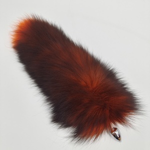 Masajeador de próstata de piel de zorro Real rojo de 38-40cm, tapón Anal de Metal, orejas de gato, estimulador de pezón, bolsa cosmética, Juguetes sexuales para Anal - Product Image 3