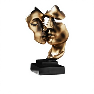 Artisanat en résine, revêtement écologique, sculpture de portrait double face moderne et simple, le silence est d'or, décoration de table de bureau - Product Image 3