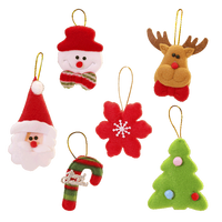 Weihnachtsbaumschmuck-Set: Gemischte Figuren wie Weihnachtsmann, Schneemann, Rentier, Zuckerstange, Schneeflocke - Stoffanhänger für Zuhause und Partys