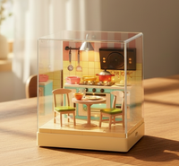 Decoración del Hogar, Casa en Miniatura para Manualidades, Rompecabezas 3D, Cabaña de Plástico, Cafetería, Tienda de Conveniencia, Bloques de Construcción de Modelos, 62 Piezas