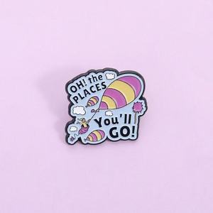 Broche en métal moulé en forme de ballon de dessin animé, thème de guérison, inspirée de Seuss, '<span class=keywords><strong>Oh</strong></span>, les endroits où tu iras', pour la remise des diplômes - Product Image 1