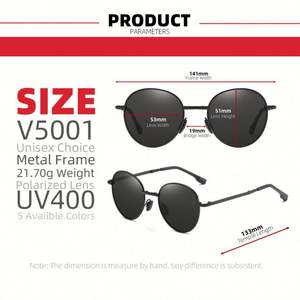 Gafas de Sol Plegables Redondas de Metal con Protección UV400 para Conducir, Polarizadas, para Hombre y Mujer, Moda 2023 - Product Image 6