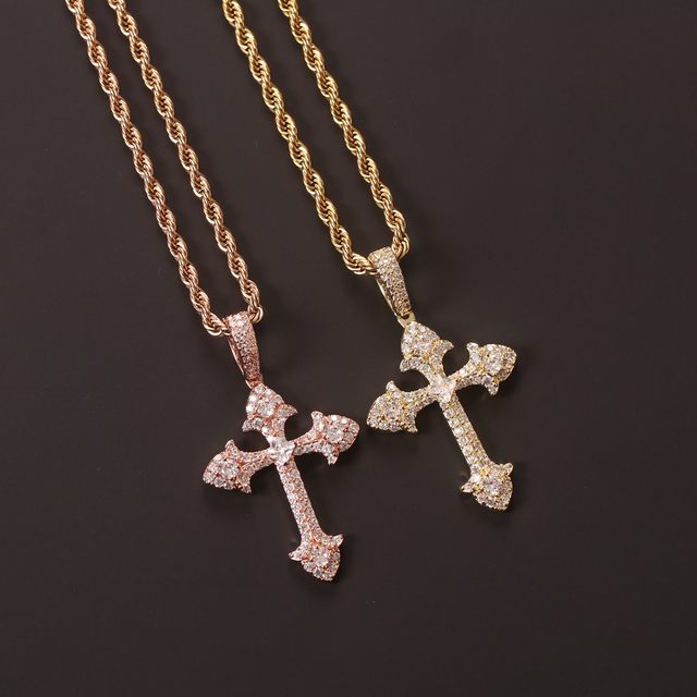 New Fashion Style Accessories Hip Hop Men's Cross Accessories Light Luxury Style Micro Inlaid Zircon Clavicle Chain