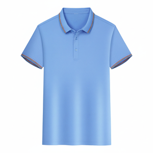 เสื้อกอล์ฟผู้ชายขายส่ง แห้งเร็ว ผ้าเจอร์ซีย์คอตตอน 100% สีพื้น ตัวอักษรพิมพ์ลาย คุณภาพสูง เนื้อผ้าบาง ยืดหยุ่นสูง - Product Image 2