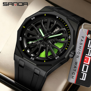 Reloj de Pulsera Sanda 1160 para Hombre, Diseño Minimalista de Aleación con Rueda Giratoria Poligonal, Cuarzo, Luminoso e Impermeable - Product Image 1