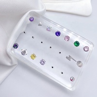 Présentoir de bijoux de piercing corporel en acrylique 14G/16G, personnalisé et tendance, pour clous d'oreille et clous de nombril, vente en gros