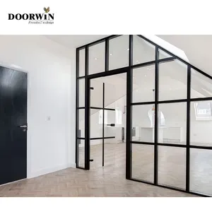 Doorwin China Manufacturer Swing Open Exterior Black Metal French Doors Panel With Hardware Kit exterior door