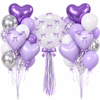 Ensemble de 46 ballons en papier avec nœuds, bulles et cœurs pour la décoration de mariage, d'anniversaire et de fête de la Saint-Valentin