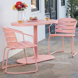 YASN Courtyard Patio Table Chair Garden <strong>Bistro</strong> <strong>Set</strong> Aluminum Metal 3 Piece Outdoor <strong>Bistro</strong> <strong>Set</strong> - Product Image 2