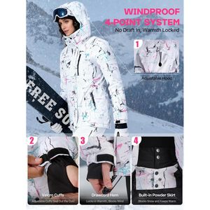 FOXA Women's Waterproof Ski Jacket Fleece Lined With Hood Windproof Breathable Snow Wear - Product Image 5