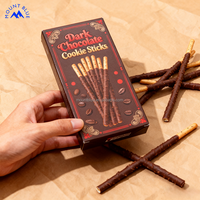 Nouveau produit, bâtonnets de biscuits croustillants sucrés et salés au chocolat noir attrayant, Barra De Chocolate, barre de chocolat avec emballage en boîte
