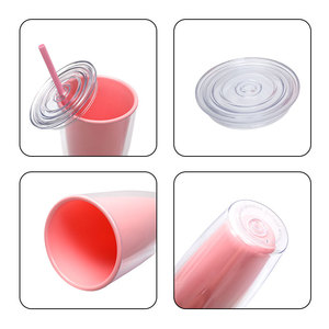Shang Kou Ai Double Walled Plastic Cup 500Ml Reusable With Straw For Student Use Back To School Drinkware - Product Image 1