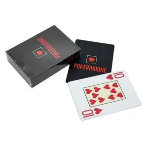 巴亚定制娱乐游戏印刷高级黑色塑料扑克牌，带定制标志的塞盒扑克