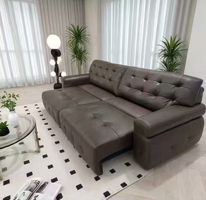 Ensemble de canapés en cuir fonctionnels et modernes, siège extra profond, canapé modulaire pour salon, style nordique, canapé inclinable capitonné pour home cinéma - Product Image 1