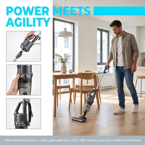 Aspirateur à fil avec filtre HEPA lavable, léger, portable, alimenté par courant alternatif, sans batterie intégrée, pour la maison, les tapis et les sols - Product Image 5