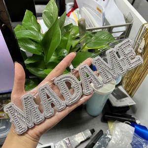 真金镀冰名字吊坠女式DIY嘻哈黄铜饰品与硅石钻石可定制字母形状项链 - Product Image 3