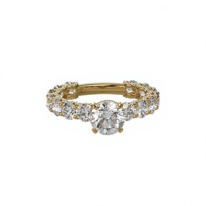 Graduated Round <b>Diamond</b> <b>Ring</b> 18K Gold Plated Shared Prong Eternity Band Engagement <b>Ring</b> Band Fine Jewelry Gift for Women - Product Image 1
