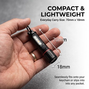 Mini lampe torche porte-clés 400 lumens, double lumière, rechargeable par USB-C, lampe LED pour l'extérieur - Product Image 2