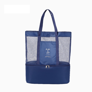 Grand sac de plage en maille avec fermeture éclair double couche conservation de la chaleur sacs à main de pique-nique petit sac fourre-tout de gymnastique en plein air étanche pour piscine - Product Image 1